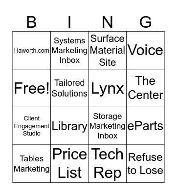 Haworth Resources Bingo Card
