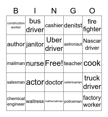 Career Bingo Card