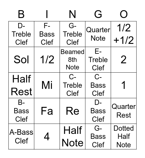 Choir Review Bingo Card