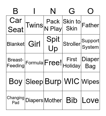 Mommy Bingo Card