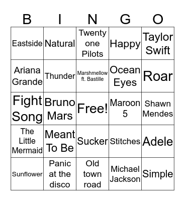 Music Bingo! Bingo Card