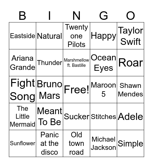 Music Bingo! Bingo Card