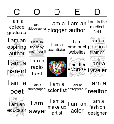 Brunch and Mingle: Color Coded  Bingo Card