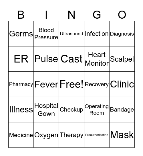 Hospital Week 2019 Bingo Card