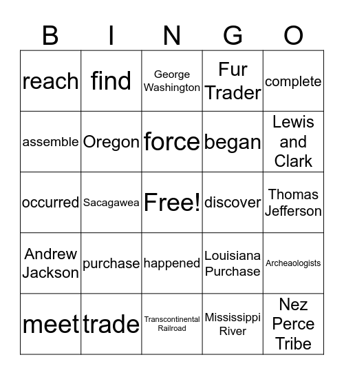 4th Grade Unit 7 Bingo Card