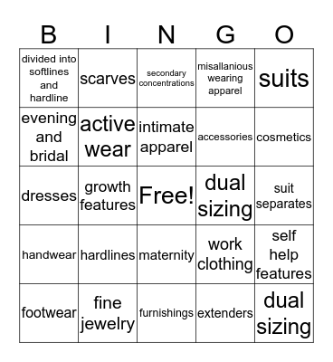 RETAIL MERCHANDISE Bingo Card