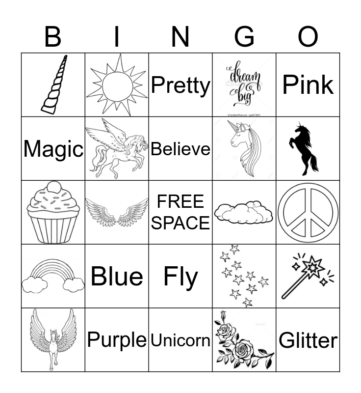 unicorn bingo card