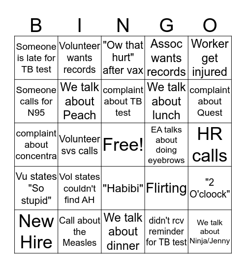 AH Bingo! Bingo Card