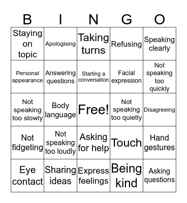 Social Bingo Card