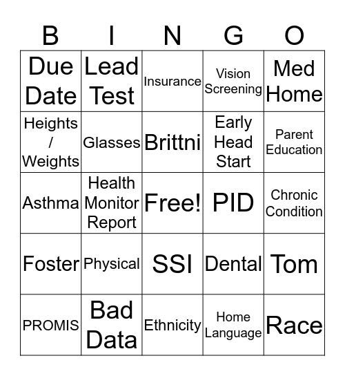 Geminus Bingo Card