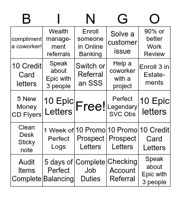 Q2 Bingo Challenge  Bingo Card