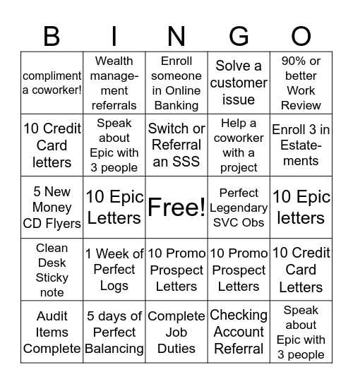 Q2 Bingo Challenge  Bingo Card