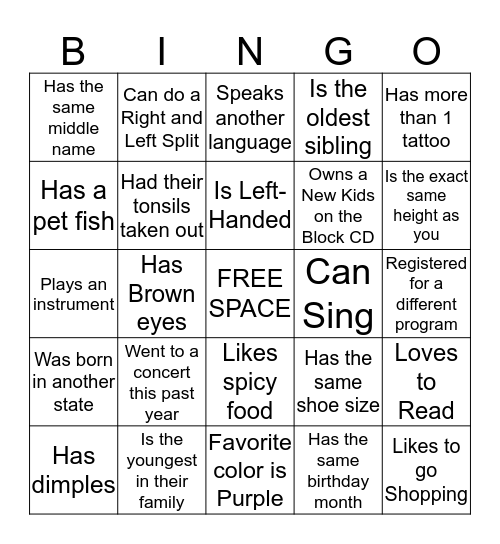 Know Your Neighbor Bingo Card