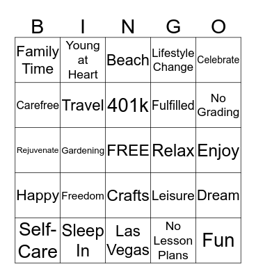 Retirement BINGO Card