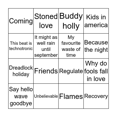 GARY'S MUSIC BINGO Card