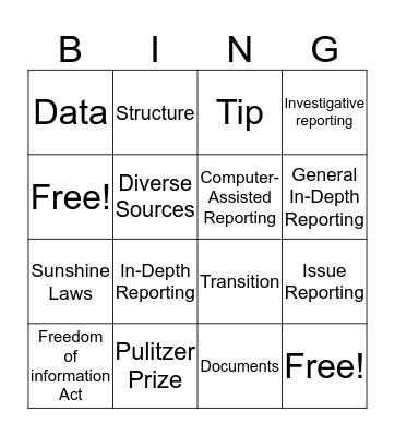 Chapter 13 Bingo Card