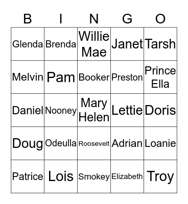 BOOKER FAMILY BINGO Card