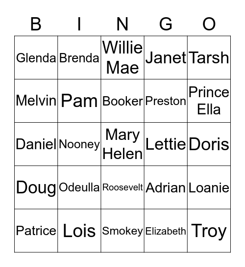 BOOKER FAMILY BINGO Card