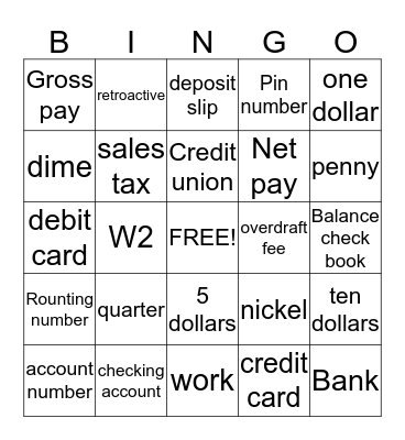 check writing Bingo Card