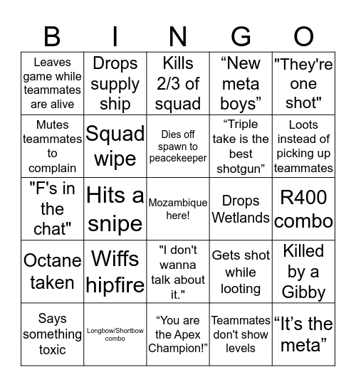 Danny's Apex Bingo Card