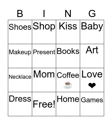 Mom  Bingo Card