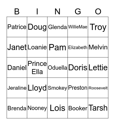 BOOKER FAMILY BINGO Card