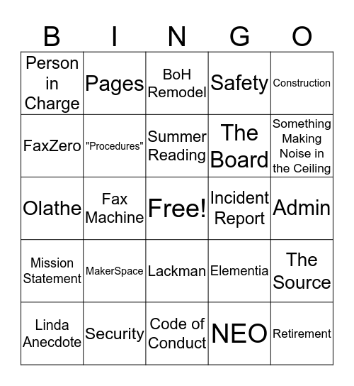 May Meeting Bingo Card