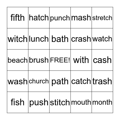 Consonant Digraph Bingo!  Bingo Card