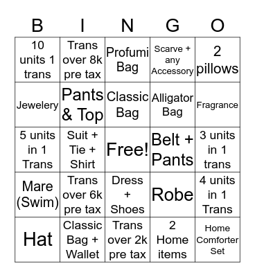 E T R O Bingo Card