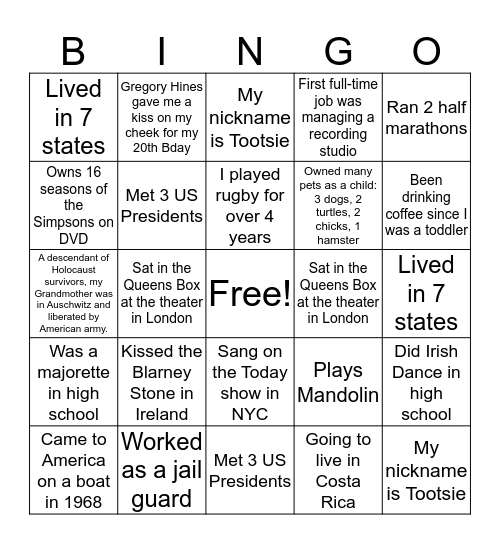 STAFF BINGO Card