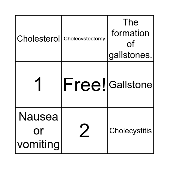 In and Out Bingo Card