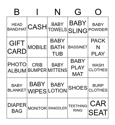 BABY BINGO Card