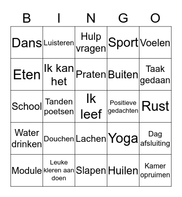 Zelf Zorg Bingo Card