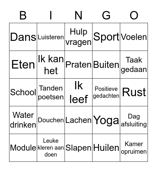 Zelf Zorg Bingo Card