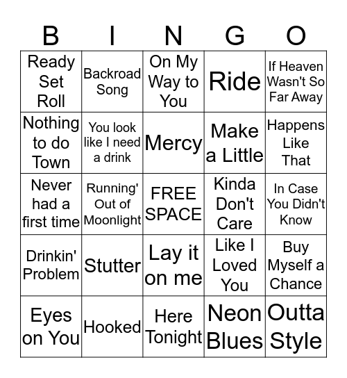 HOT COUNTRY NIGHTS Bingo Card