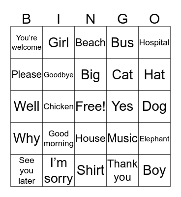 Translation Bingo Card