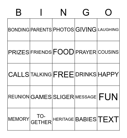 TOGETHER AGAIN Bingo Card