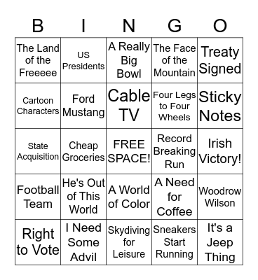 Tillman Turns 100!! Bingo Card