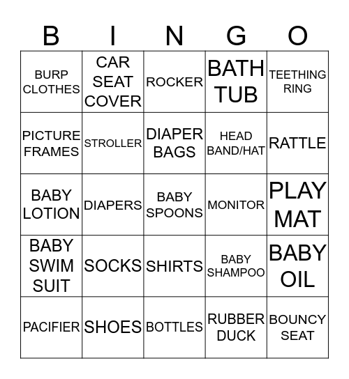 BABY BINGO Card