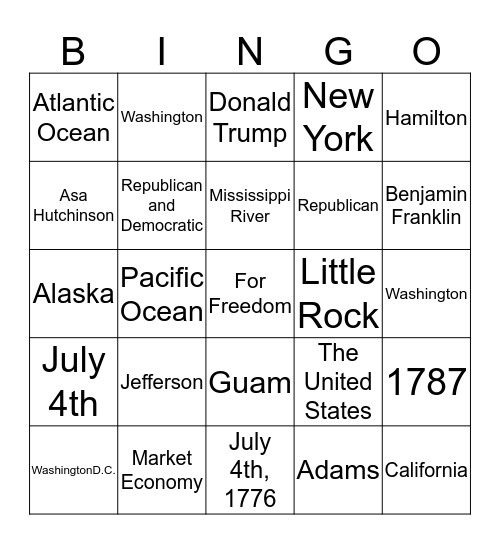 Citizenship Vocabulary Bingo Card