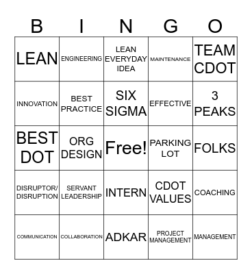 CDOT BINGO Card