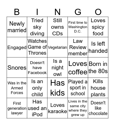 2019 Summer Associate Academy  Bingo Card