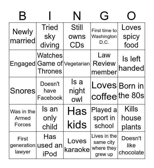 2019 Summer Associate Academy  Bingo Card