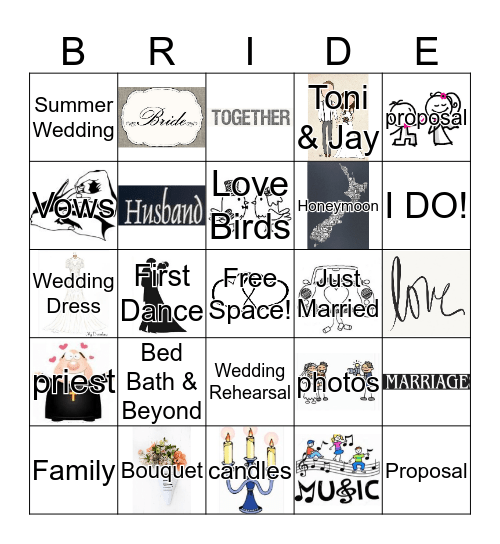 Toni's Bridal Shower Bingo Card