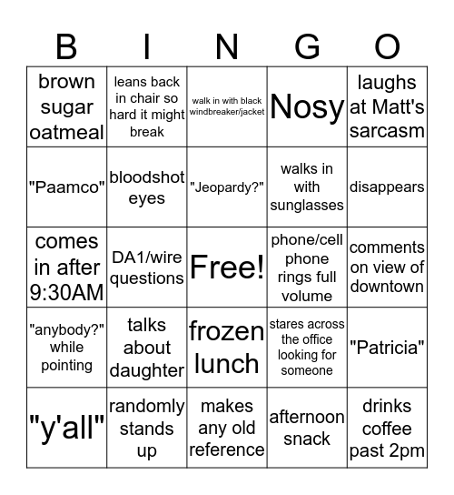 Bringo Bingo Card