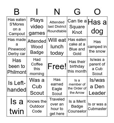 Scout Bingo Card