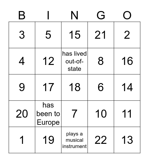 Find Someone Who... Bingo Card