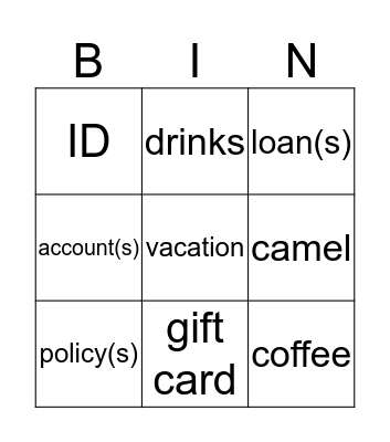Banking BUZZ Word Bingo Card