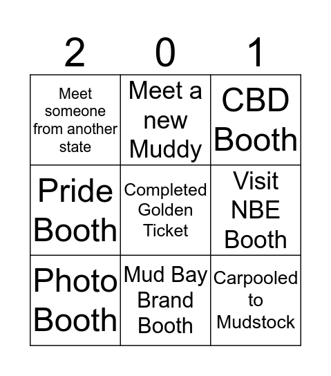 Mudstock - Peace, Love & Happiness Bingo Card