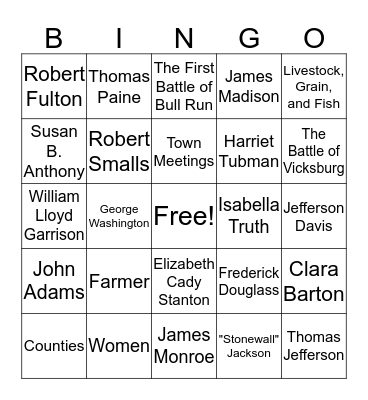 People, etc. Mixed Review 1 Bingo Card